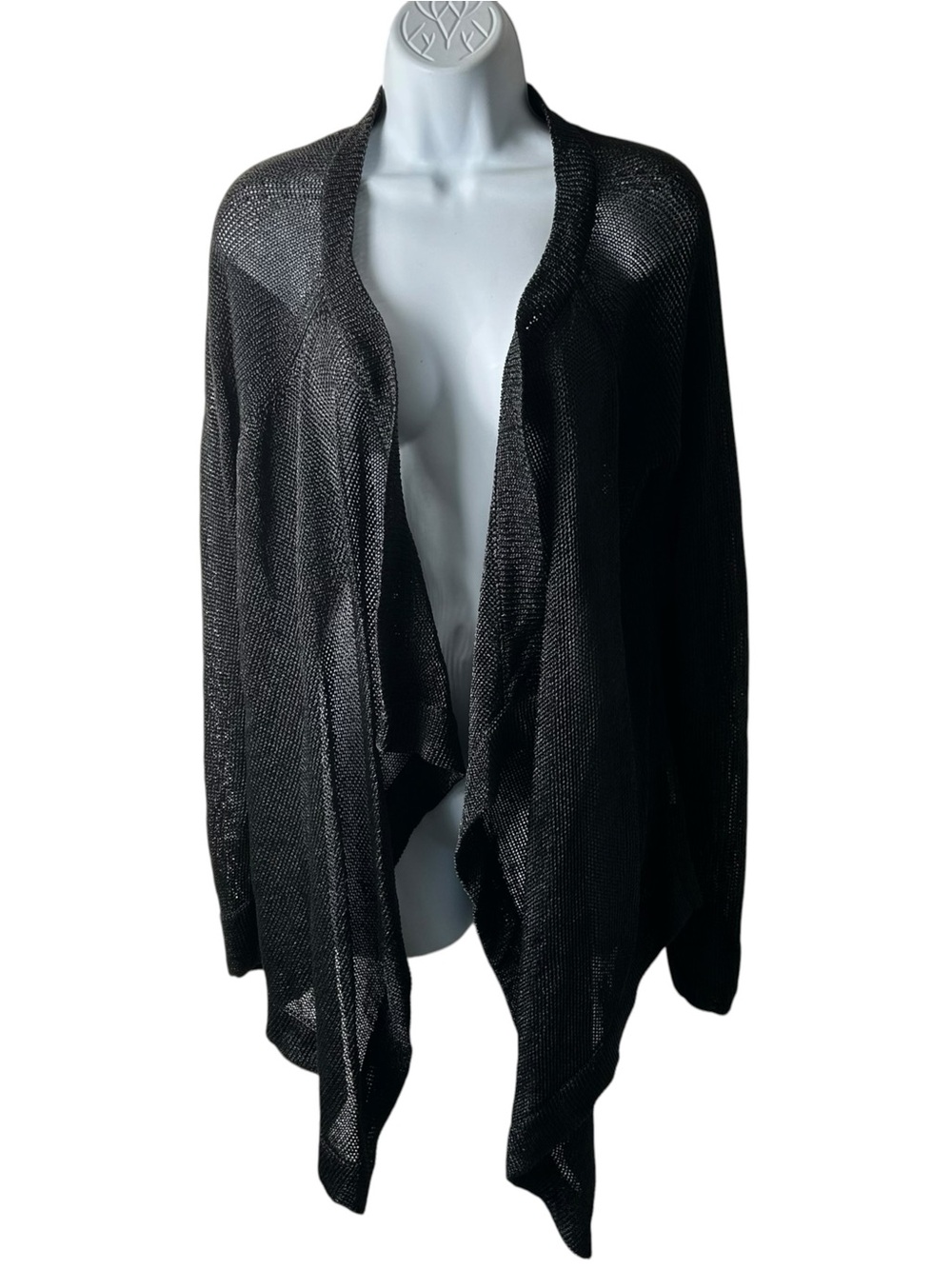 Vince Black Metallic Cardigan Cover Womens XL Heavy Sheer Drape Goth Costume